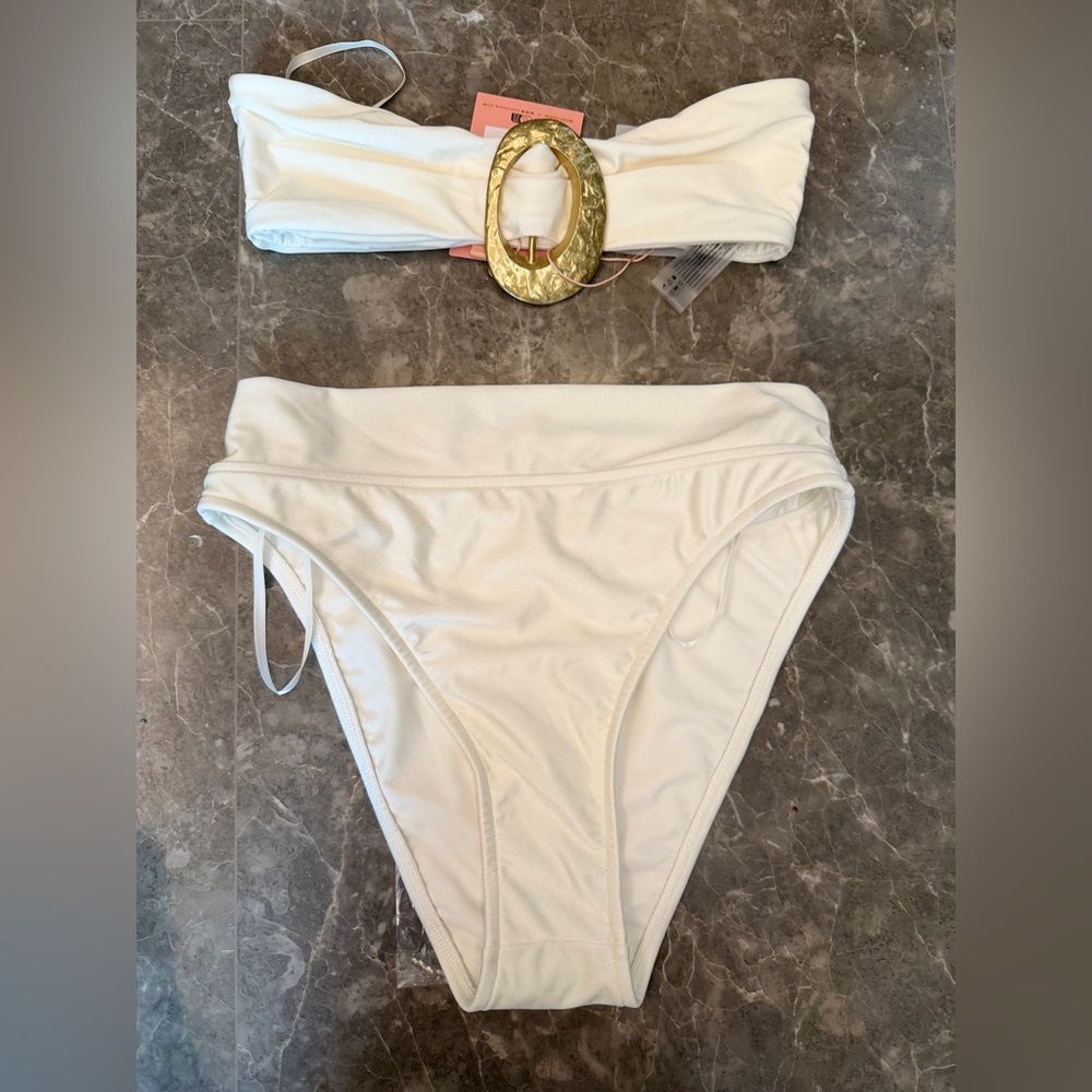cult gaia White Bandeau Bikini Top with Hygienic Liner